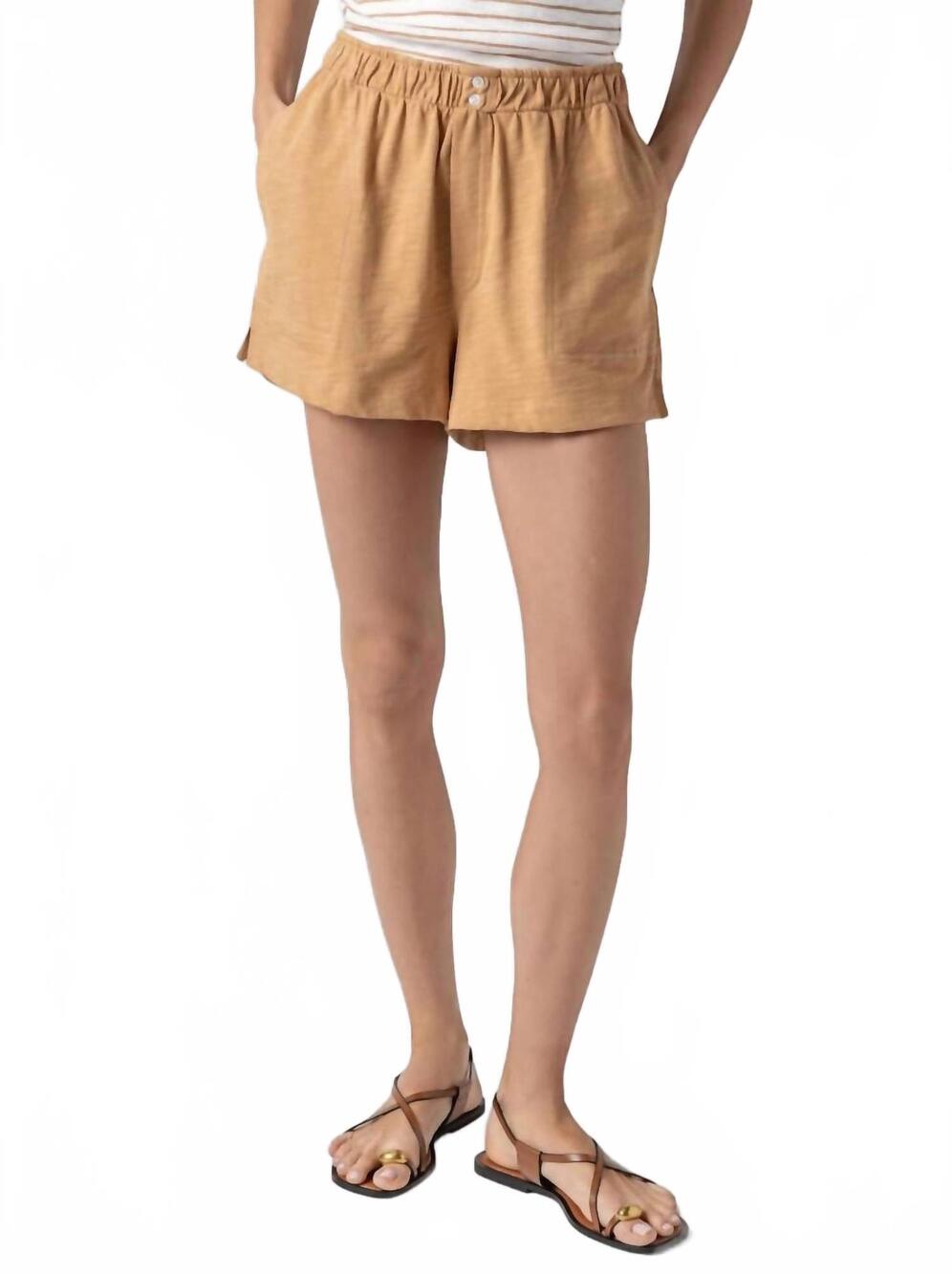 NEW LILLA P women's faux fly short in teak